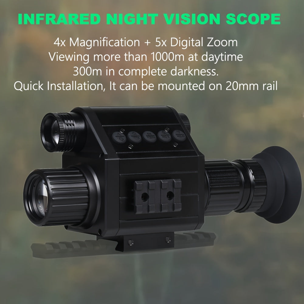 Digital Night Vision Riflescope with Built-In Reticle – 5X Zoom Infrared Hunting Scope, HD 1080P Video Recording, 32GB TF Card & 2600mAh Battery for Hunting Camping Wildlife Observation Night Adventure