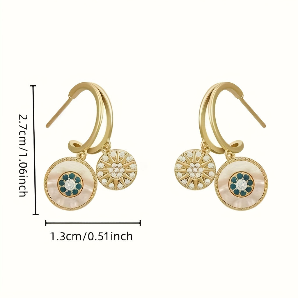 Vintage Bohemian Drop Earrings for Women - 18K Gold Plated Cubic Zirconia Dangle Earrings with 925 Sterling Silver Hooks, Elegant Boho Everyday Fashion Jewelry, Perfect Gift for Her