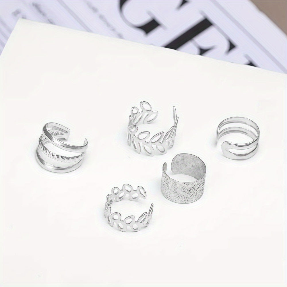 5-Pack Non-Piercing Ear Cuffs for Women – Hypoallergenic Clip-On Cartilage Earrings Silver & Gold Stackable No Hole Needed Fashion Jewelry Gift