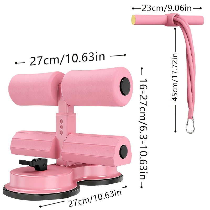 Portable Sit Up Bar 3-Section Adjustable with Dual Suction Cups & Resistance Bands – Lightweight Home Core Fitness Equipment for Ab Workouts Crunches Sit-Ups, Small Space Home Gym, Beginner Friendly
