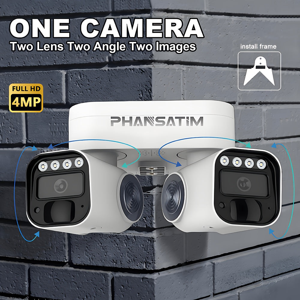 Dual Lens PTZ Security Camera Outdoor WiFi 5MP – 360° Pan Tilt 10x Electric Zoom Motion Detection Siren Alarm Two-Way Audio Color Night Vision 24/7 Wired Recording Home Surveillance