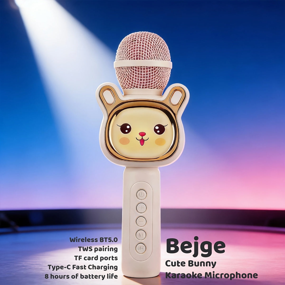 5-in-1 Wireless Karaoke Microphone with Built-In Speaker, LED Lights & Voice Changer – Portable Bluetooth Singing Mic for Parties, Family Gatherings, Travel & Outdoor Fun, 10 Colors