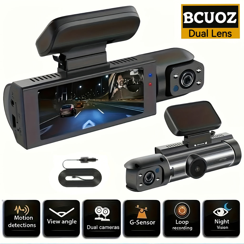 Dash Cam Front and Interior 1080P Front 720P Cabin IR Night Vision Loop Recording Wide Angle Car DVR Camera 3.16 Inch IPS Screen Optional 32GB SD Card for Cars Rideshare Uber Lyft Taxi New Drivers