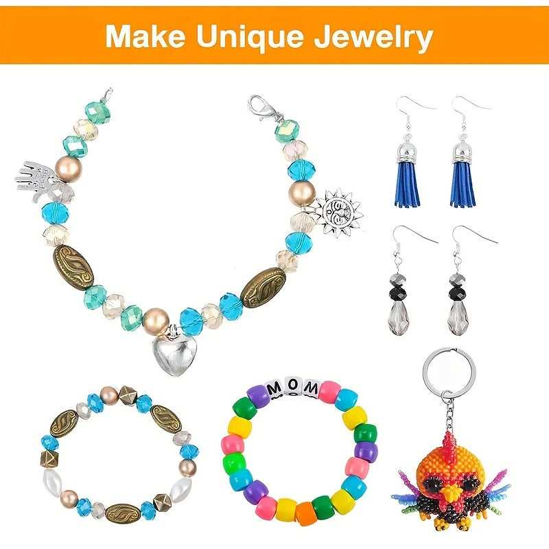 DIY Jewelry Making Kit 4655pcs Beads Bracelet Necklace Earring Set with 3-Tier Organizer Box Letter Charms Tools Gift for Girls Women