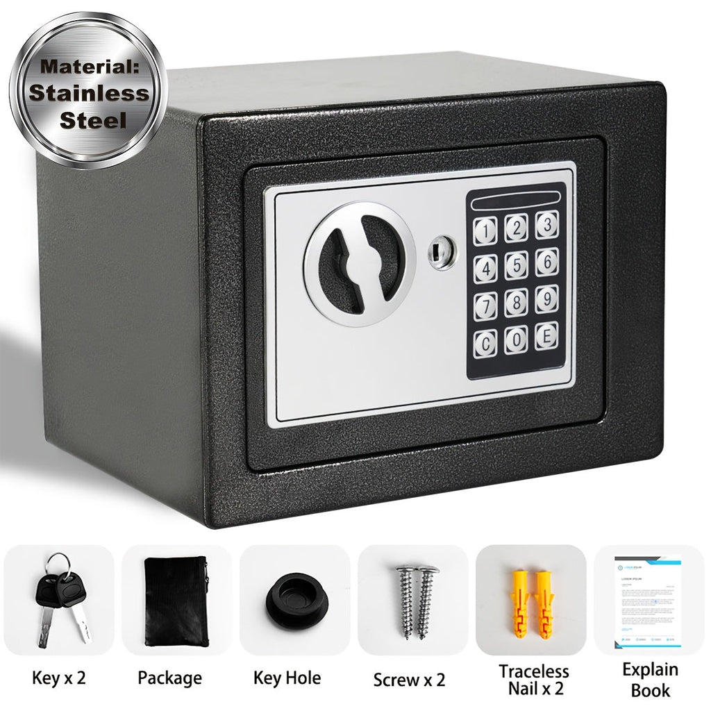 Fireproof Home Safe with Digital Keypad, Keys & Passcode Lock – Includes Fireproof Money Bag, Sensor Light & Adjustable Shelf for Home Office Business Money Valuables