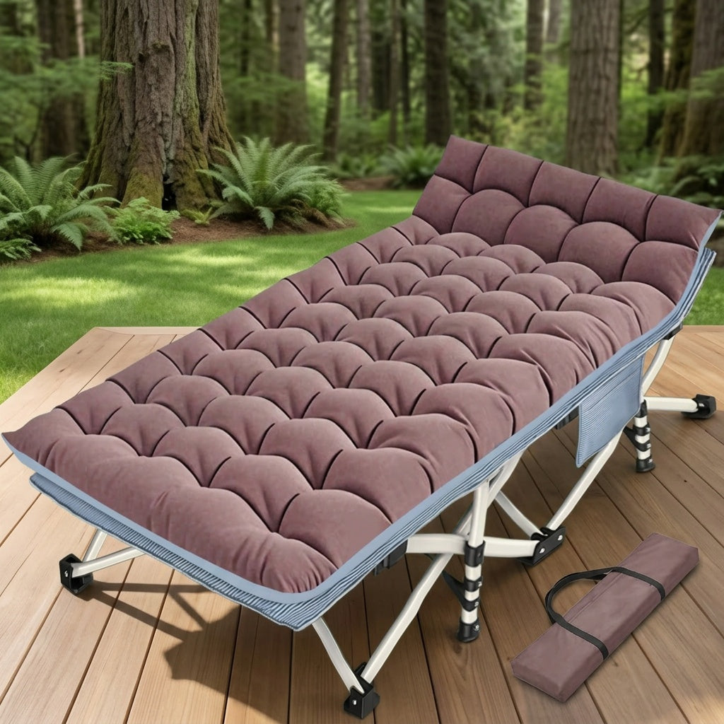 XXL Folding Camping Cot with Mattress Pad 36"x80" Heavy Duty 700-900 Lbs Capacity - Oversize Portable Sleeping Cot with Carry Bag for Camping, Guest Bed, Travel & Outdoor Use