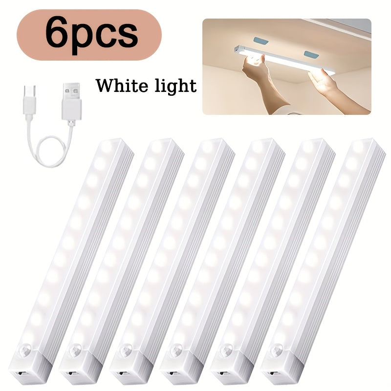 LED Motion Sensor Cabinet Lights USB Rechargeable – 3 Adjustable Modes Wireless Stick-On Night Light for Bedroom Staircase Kitchen Closet Hallway Under Cabinet Home Lighting 6 9 12pcs