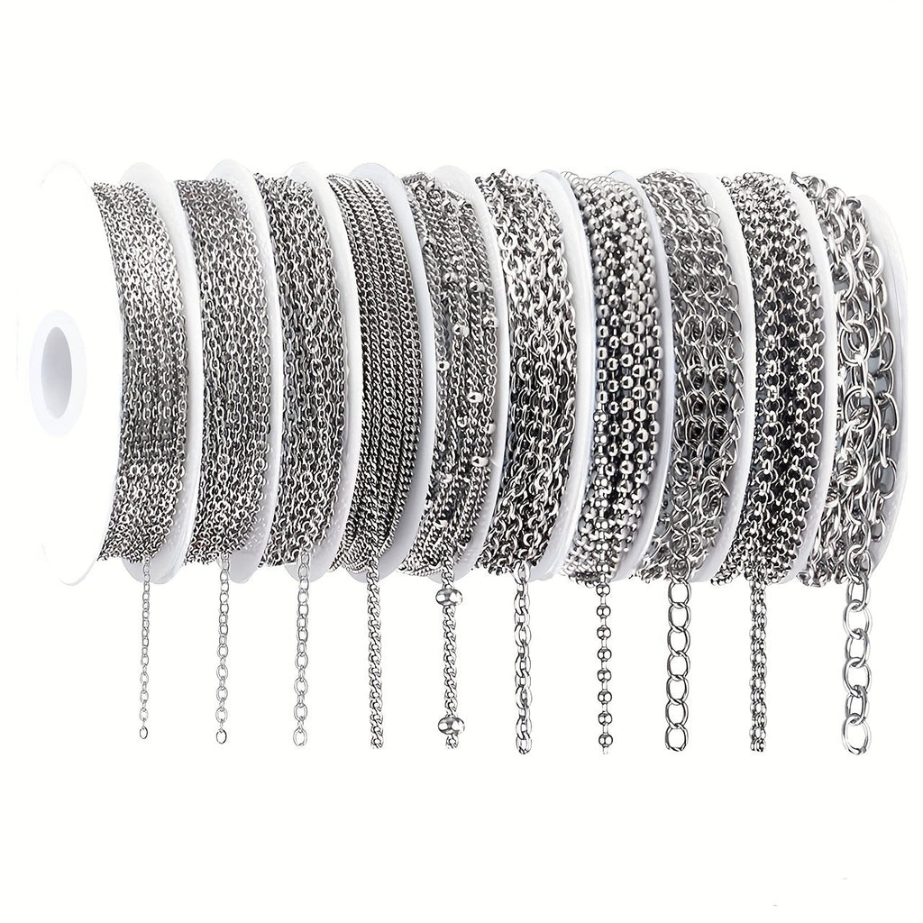 304 Stainless Steel Chain Jewelry Making Kit 10 or 15 Rolls 74-75 Feet with Lobster Clasp Toggle Clasp Set for DIY Bracelets Necklaces Anklets Handmade Jewelry Supplies Gold Rose Gold