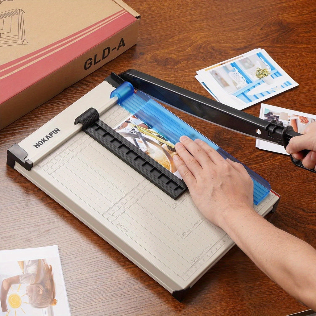 12 Inch Heavy-Duty Guillotine Paper Cutter Trimmer Safety Guard Corner Rounder Laser Grid Non-Slip Base White Photos Cardstock Scrapbook Office Craft Cutting Tool