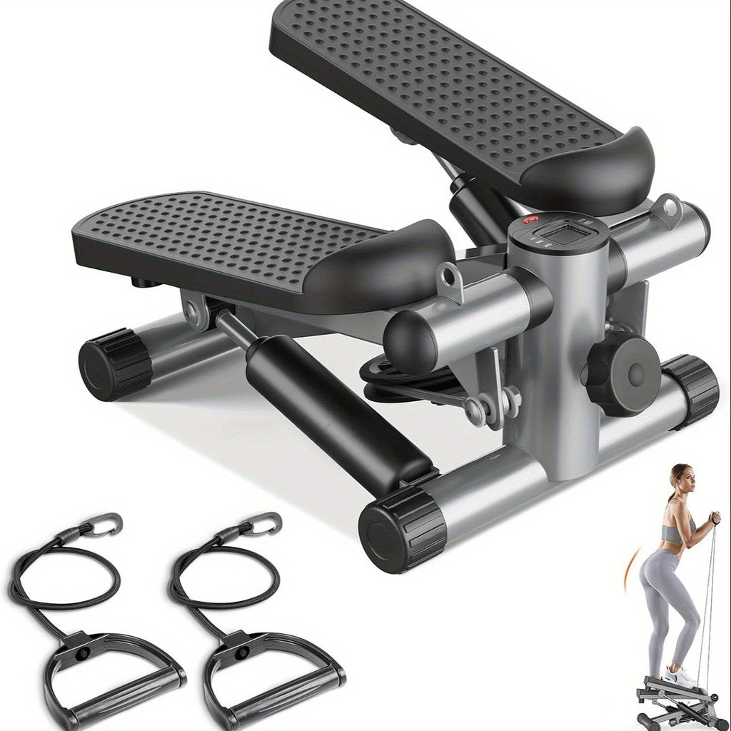 Mini Twist Stepper Machine with Resistance Bands - Portable Stair Stepper for Home Workout 300LBS Capacity Full Body Cardio Trainer for Legs Arms