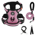 No Pull Dog Harness Set with Leash Retractable Seatbelt Collar Storage Strap Fully Reflective Breathable Mesh Adjustable Vest Harness Front Back Clip Handle XS to XL 8 Colors