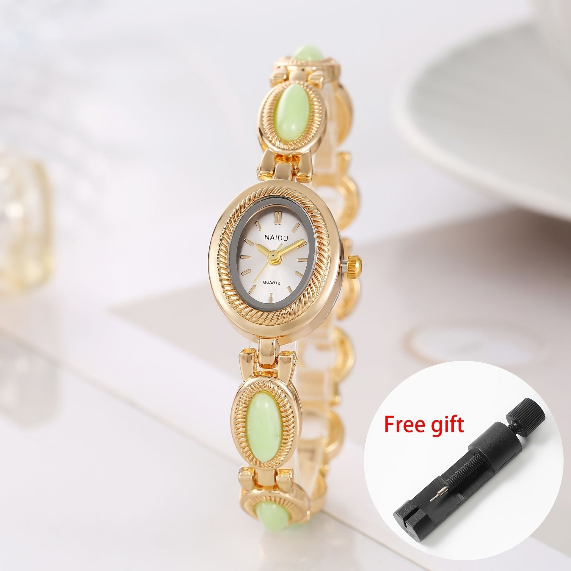 Retro Light Luxury Bracelet Watch for Women – French Temperament Vintage Quartz Bangle Wristwatch with Watch Band Adjust Tool, Elegant Ladies Watch Gift in Turquoise Yellow Pink White Green