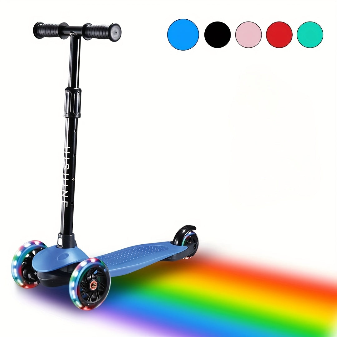 Light Up Wheels Kids 3-Wheel Scooter for Toddlers Ages 2-5 – Adjustable Height Lean-to-Steer Design, Front Brake & Double Suspension, No-Battery Glow Wheels, Birthday Gift for Boys & Girls, Pink Blue Black Red