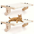Premium Wooden Cat Perch & Hammock – Heavy-Duty 40 lbs Load Bearing, Multi-Location Mount for Window, Wall & Cabinet, Extra-Wide Platform with Plush Pad, Safe for Large Cats