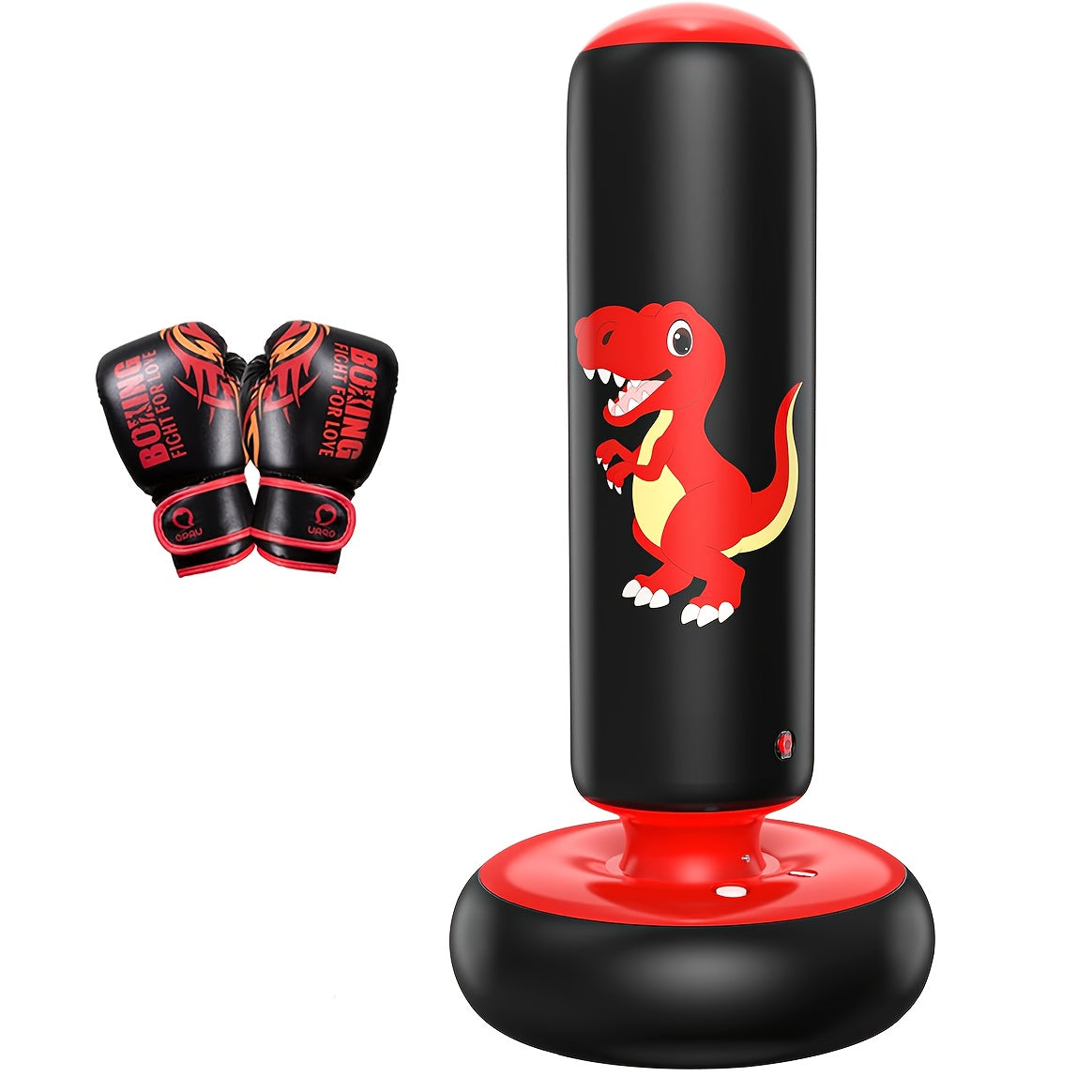 Dinosaur Inflatable Punching Bag 48 Inch for Kids – Stable Bop Bag Boxing Set with Gloves for Karate, Taekwondo & Active Play | Fun Dinosaur Toy Gift for Boys & Girls Ages 3+ | Blue & Red