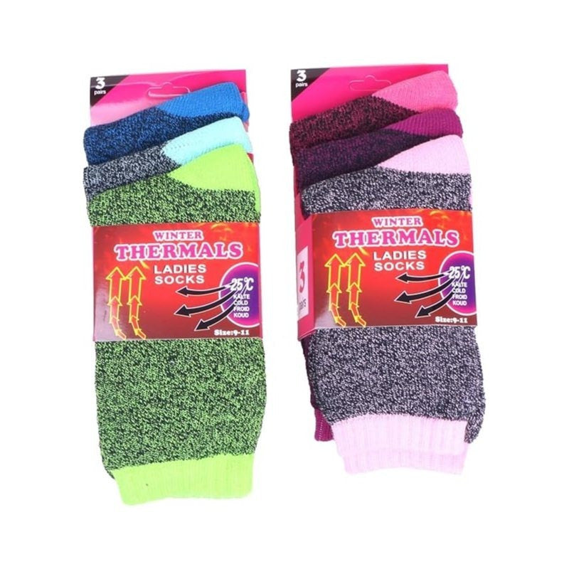 6 Pairs Women's Thermal Winter Socks Fleece-Lined 4X Warmer – Heavy Duty Cushioned Boot Socks for Hiking Camping Skiing Running Cold Weather Size 9-11 Multicolor Value Pack