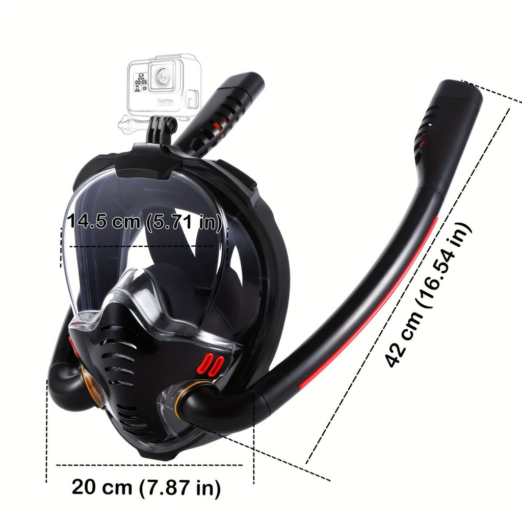 Full Face Snorkel Mask – 180° Panoramic HD View with Dry Top Anti-Leak System, Breathable Design for Adults Men & Women, Scuba Snorkeling Freediving Mask