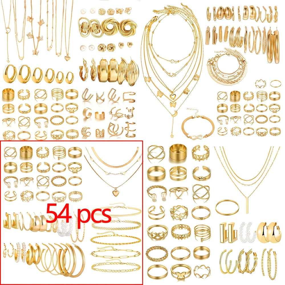 Retro Jewelry Set for Women – 35 to 68pcs Butterfly Heart Star Moon Charms Elegant Mixed Lot Stackable Daily Wear & Gift for Friends Sisters