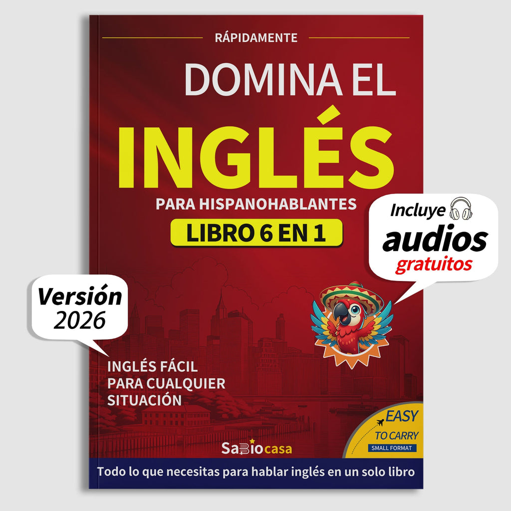 SabioCasa Dominate English 6 Books in 1 with Audio for Spanish Speakers – Beginner ESL Self-Study Guide Real-Life Phrases Grammar Pronunciation, Gift for Spanish Speakers Immigrants