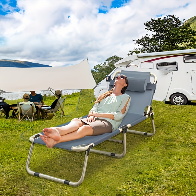 1200D Folding Camping Bed – Portable Outdoor Sleeping Cot Without Mattress for Camping Beach Patio Sunbathing Poolside, Durable Oxford Fabric Easy Setup, Gray
