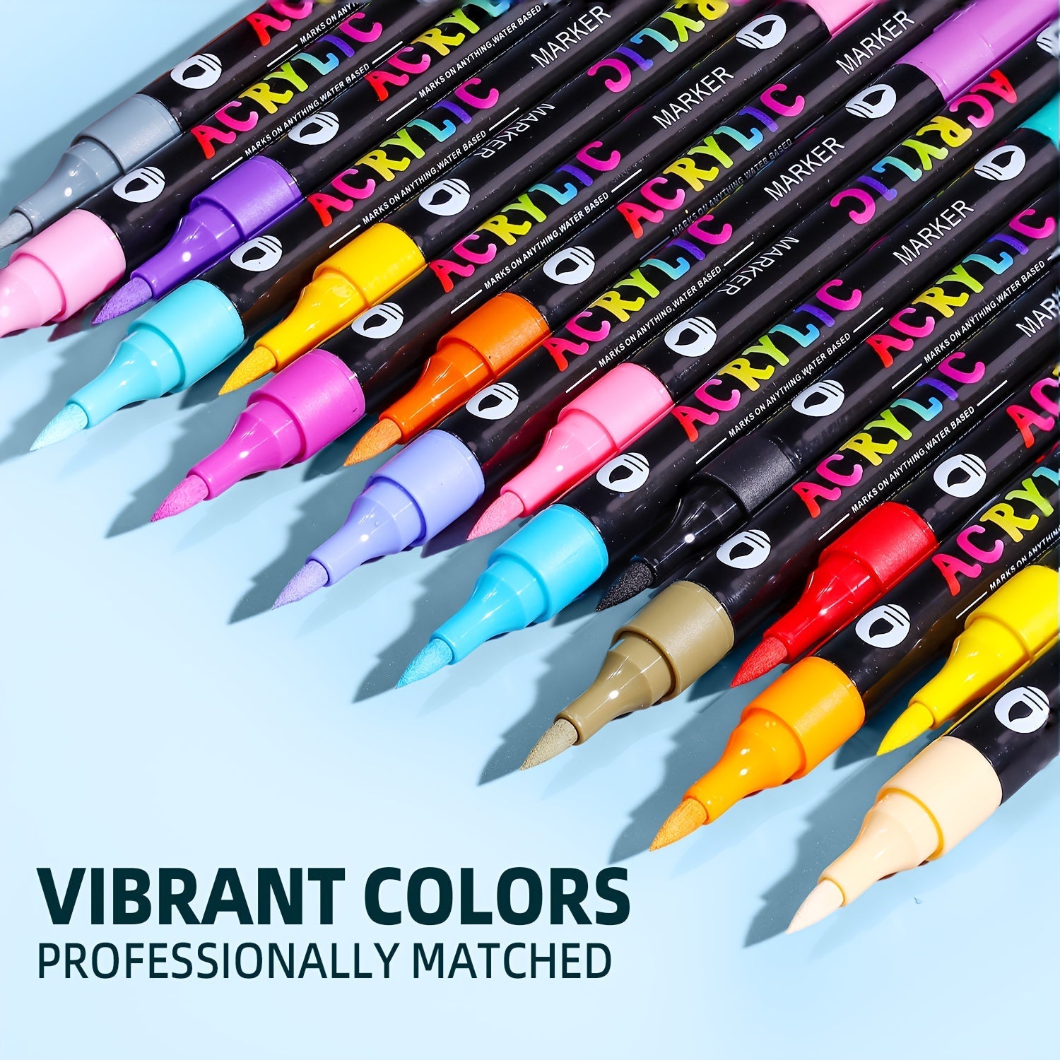 Dual-Tip Dual-Shade Acrylic Paint Markers 24 48 and 72 Colors – Quick-Dry Waterproof Brush Pens for Rock Painting Journal Doodling Canvas Wood Glass Ceramic and Home Decor – Non-Toxic Art Markers for Adults and Kids