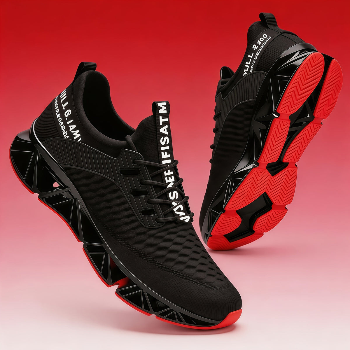 Men's Lightweight Breathable Running Shoes Non-Slip TPU Sole EVA Cushion Insole – Lace-Up Low Top Athletic Sneakers in White Red Black All-Season US Sizes 7.5 to 13