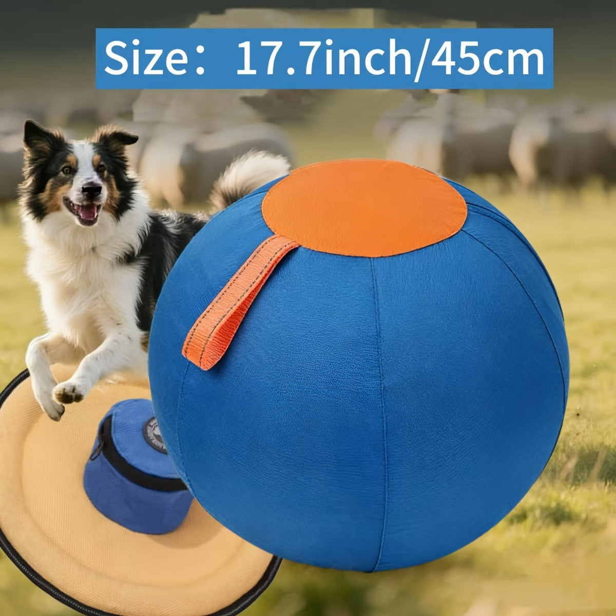 Inflatable Dog Herding Ball Toy Large – Interactive Push & Chase Training Ball for Dogs, Anti-Boredom Exercise for Bulldogs, Golden Retrievers & Australian Shepherds, No Battery