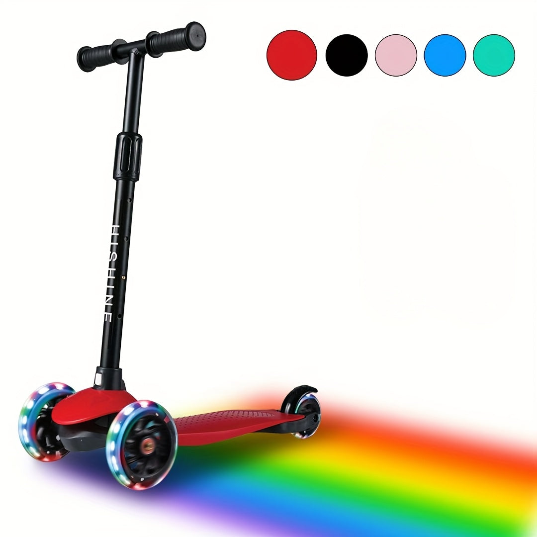 Light Up Wheels Kids 3-Wheel Scooter for Toddlers Ages 2-5 – Adjustable Height Lean-to-Steer Design, Front Brake & Double Suspension, No-Battery Glow Wheels, Birthday Gift for Boys & Girls, Pink Blue Black Red