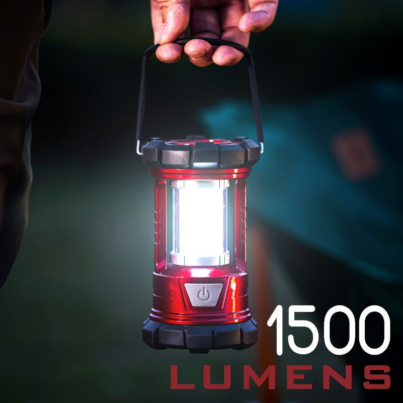 Camping Lantern Rechargeable 2 Pack 1500LM LED with Phone Charger – 3 Light Modes Portable Hurricane Emergency Lantern for Camping Hiking Power Outage & Outdoor Survival