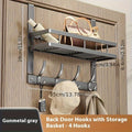 Over-the-Door Storage Rack with Hooks Heavy Duty Metal Organizer for Bedroom Bathroom Kitchen Closet Door Hanger No Tools Required 4 to 8 Hooks