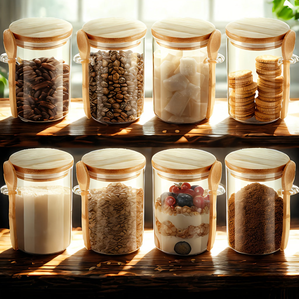 Overnight Oats Glass Jars with Lids and Spoons 4-Pack 16oz, Meal Prep Glass Containers for Oatmeal Yogurt Smoothies, Large Capacity Breakfast Jar Set, Reusable Condiment Glass Jar – Perfect Gift