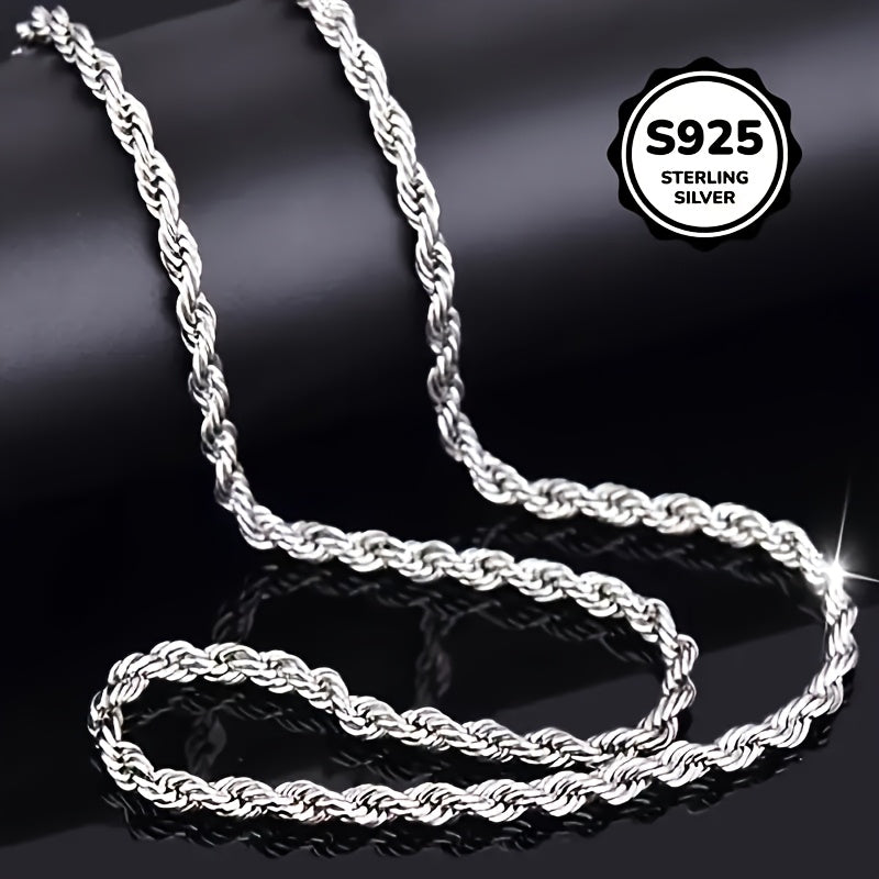 925 Sterling Silver Twisted Rope Chain Necklace for Women – Shiny Hip Hop Choker Layering Chain 16 18 20 22 24 Inch Elegant Silver Jewelry Gift for Her Birthday Anniversary Christmas