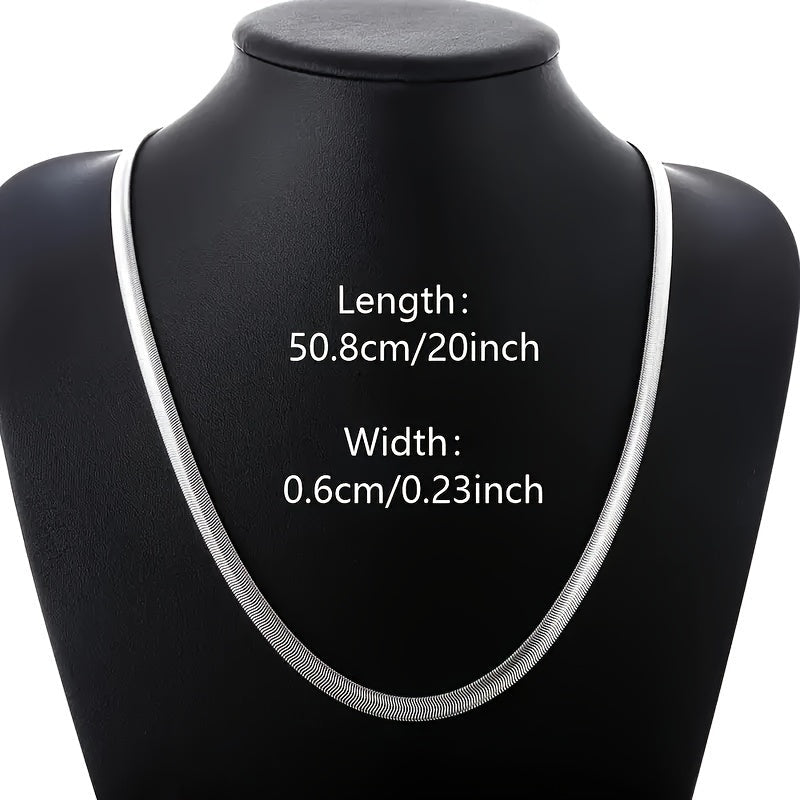 925 Sterling Silver Flat Snake Chain Necklace 20 Inch – Sleek Minimalist 2D Serpentine Unisex Jewelry Gift for Weddings Parties Christmas Holidays