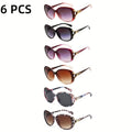 Costume Glasses 6 Pairs for Women - Oversized Blackout Fashion Eyeglasses with Floral & Leopard Pattern, Anti-Glare Lenses, Fun Costume Props for Halloween Christmas Party & Photo Booth