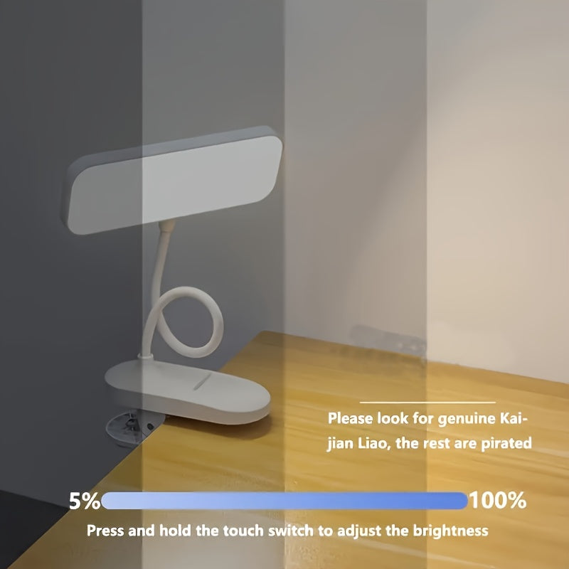 Adjustable LED Gooseneck Desk Lamp Touch Control Dimmable Color Temperature USB 18650 Rechargeable Battery Sunshade Indoor Task Light White