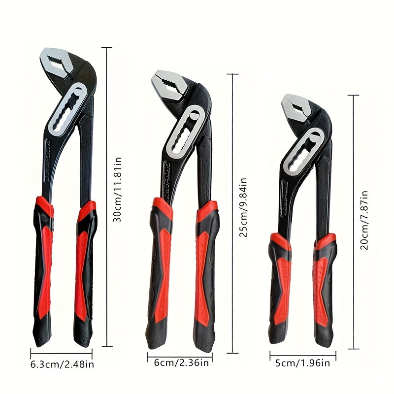 Heavy Duty Adjustable Water Pump Pliers 8 10 12 Inch Large Opening Quick Adjustment Channel Lock Style for Plumbing Pipeline Bathroom Construction Car Maintenance DIY Repair