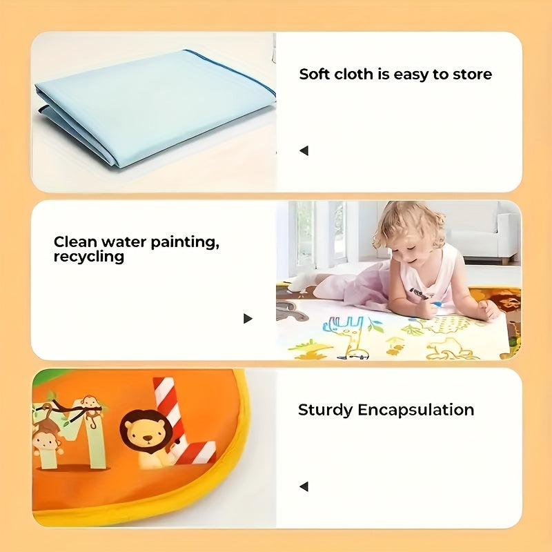 Water Drawing Mat for Kids Reusable Magic Painting Canvas Mess-Free Art Toy Set Ages 3+ Large 80x60cm Ocean Animal Designs Gift Box