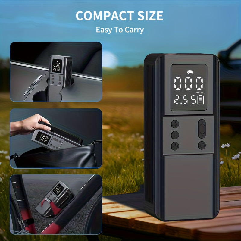 Portable Tire Inflator Air Compressor Pump for Car Tires Bicycle Motorcycle Balls Digital Pressure Gauge Auto Shut-Off LED Light USB Cigarette Lighter 12V Versions Black Blue Pink