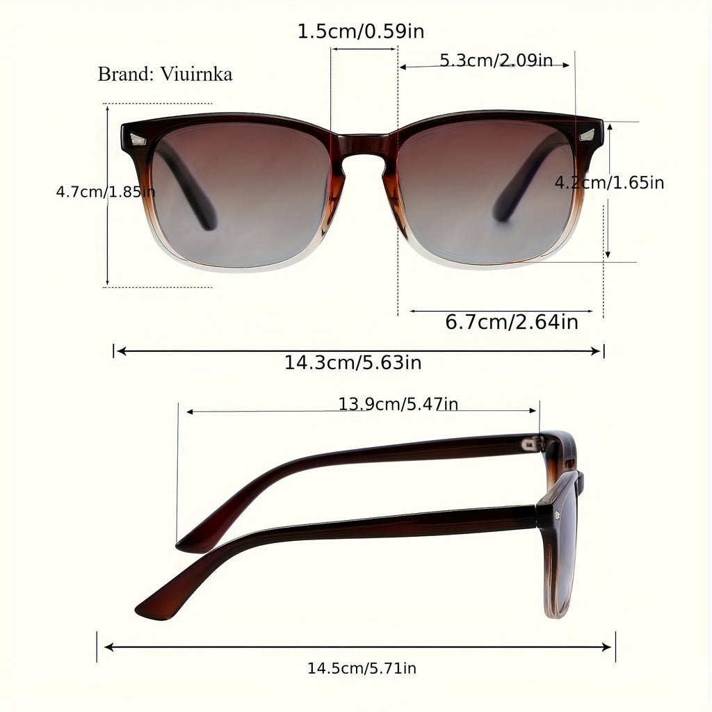 Vintage Polarized Sunglasses Unisex – UV400 Gradient Tea Lens with Protective Case Lightweight Driving Eyewear for Men & Women