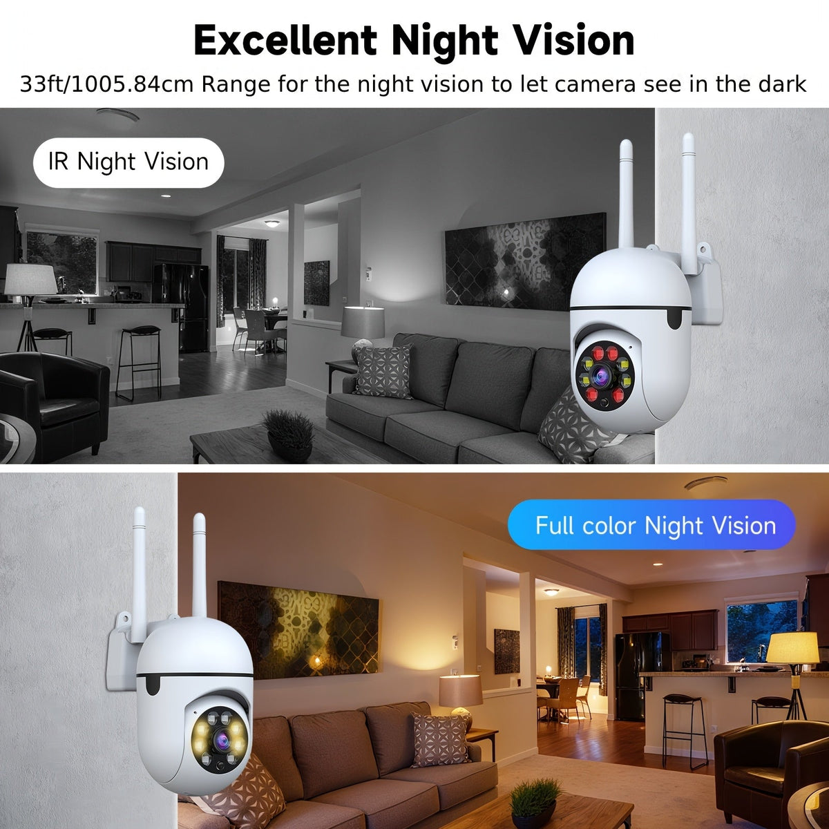 2-Pack 2K QHD WiFi Security Camera PTZ 355° Pan – Dual-Band 2.4G/5G AI Motion Detection & Tracking Color Night Vision Two-Way Audio Cloud & SD Storage Baby Pet Monitor Indoor Home Surveillance