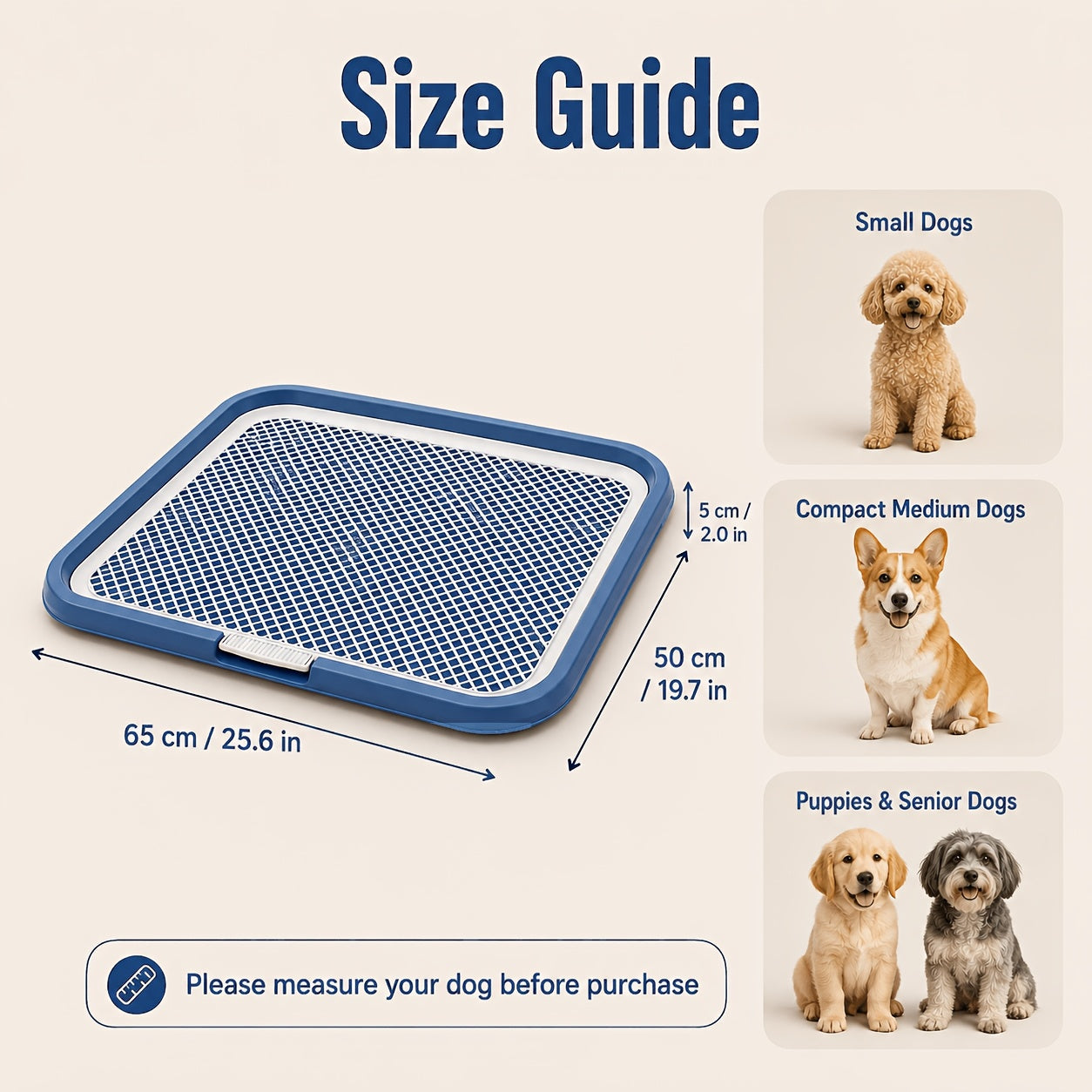 Leak-Proof Dog Potty Tray Indoor Puppy Toilet with Removable Grating Washable Pee Pad Holder for Apartment Puppy Training Pet Potty Station for Small Medium Dogs Easy Clean