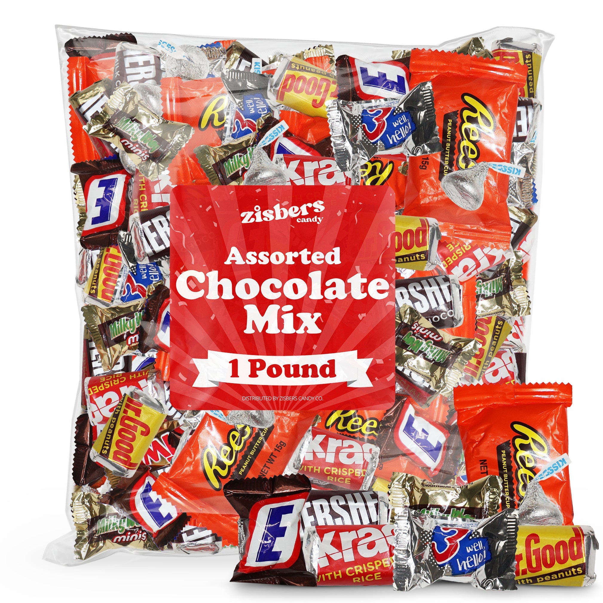Assorted Chocolate Mix 1 Pound Bulk Bag – Individually Wrapped Milk Chocolate Peanut Butter Caramel Variety Perfect for Halloween Parties Holidays & Everyday Snacking