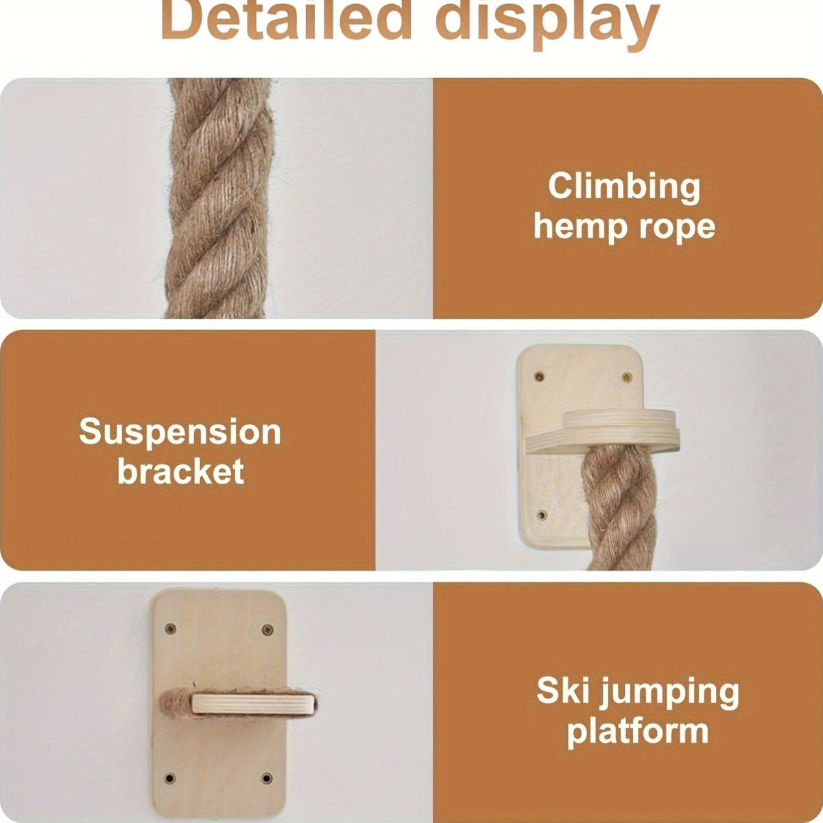 Wall Mounted Cat Tree 60 Inch Jute Climbing Rope Space-Saving Cat Wall Furniture with Scratching Post Large Ladder Resting Platform Indoor Cat Activity Set for Exercise Play