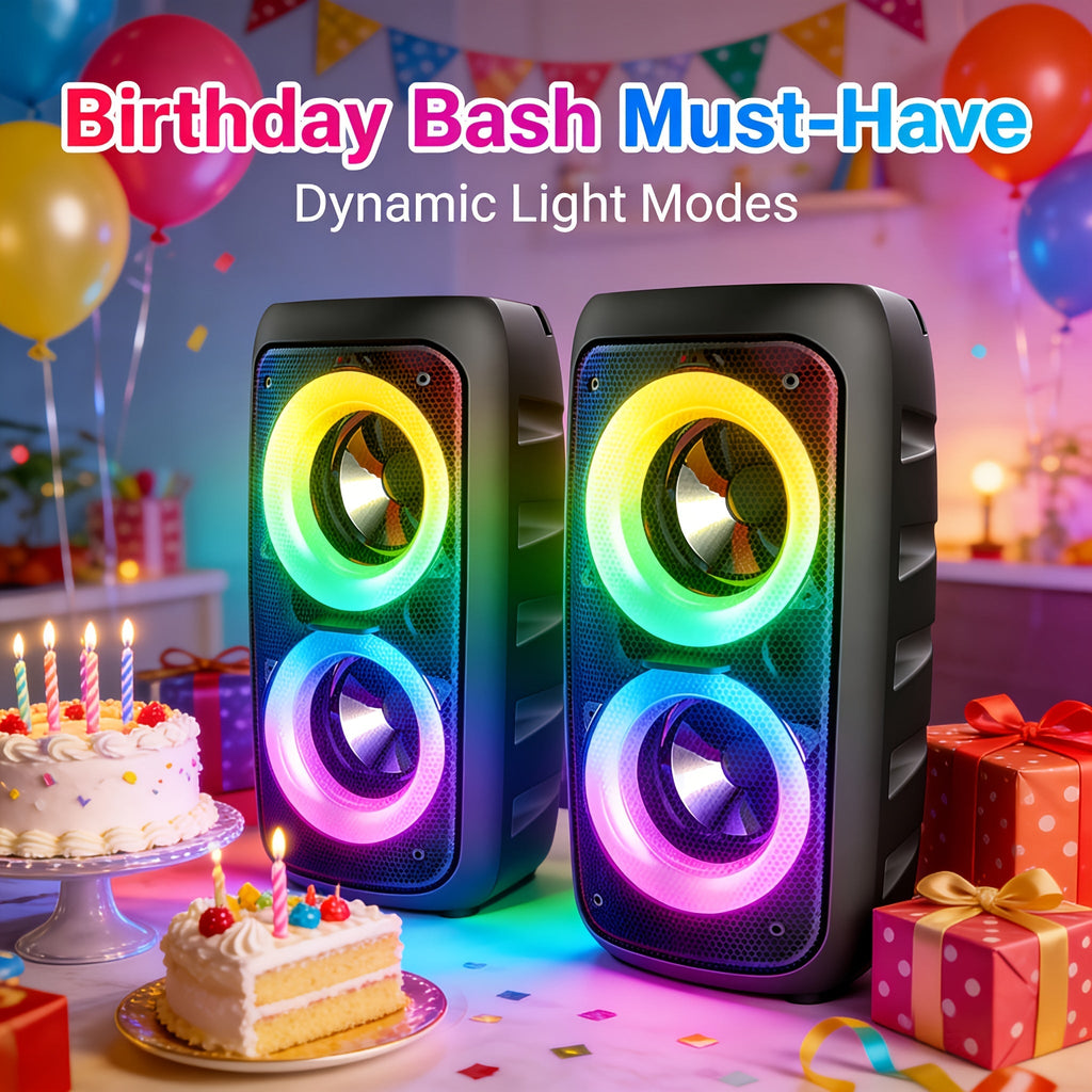 Portable Wireless Karaoke Bluetooth Speaker with Subwoofer - 1200mAh Battery, TF Card & USB Support, Compact High-Power Party Speaker with Microphone Option, Tabletop Mount & Button Control