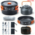 Camping Cookware Mess Kit 8/9/14/15 Piece, Portable Non-Stick Aluminum Alloy Camp Cook Set with Kettle Pot Frying Pan Plates Utensils, Lightweight Backpacking Outdoor Cooking Gear for Hiking & Travel