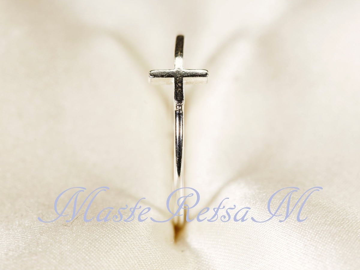Handmade 925 Sterling Silver Cross Ring Christian Faith Jewelry US Standard Sizes Artisan Crafted Thin Band Daily Wear Religious Gift