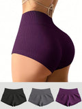 Women's 3-Pack High Waist Seamless Yoga Shorts Nylon Stretch Workout Shorts for Gym Running Cycling Sports Activewear S-XL
