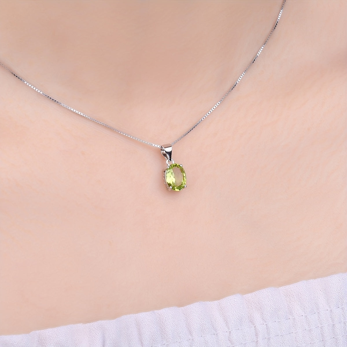 925 Sterling Silver Natural Gemstone Oval Cut Pendant Necklace for Women – Amethyst Citrine Garnet Peridot Topaz Multi-Faceted Fine Jewelry, Elegant Dating Daily Gift for Girls