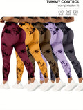 5 Pack High-Waisted Yoga Pants for Women with Tummy Control, Tie-Dye Fitness Leggings Stretchy Running Tights Peach Lift Workout Pants, All-Season Activewear in Various Colors