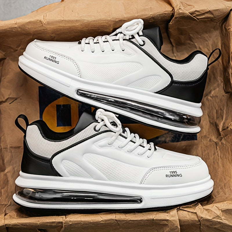 Men's Low Top Sneakers Lace-Up Casual Athletic Shoes in Beige White Black – Lightweight Comfortable Everyday Footwear for Sports Walking & Street Style, US Sizes 6.5 to 12